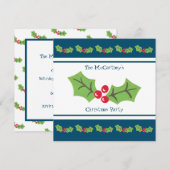 Op maat gemaakte Kerstfeest Uitnodiging met Hulst  (Voorkant / Achterkant)