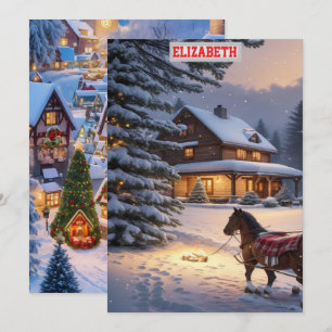 Op maat gemaakte kerstfoto behang met gepersonalis feestdagenkaart