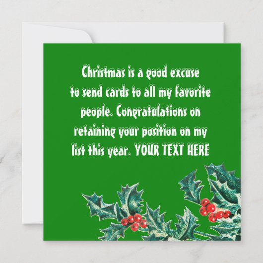 Op maat gemaakte kerstgezicht-uitknipfiguur Sinter Kaart (Achterkant)