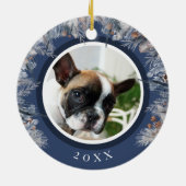 Op maat gemaakte kersthuisdier foto botanisch keramisch ornament (Achterkant)