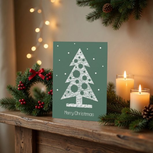 Op maat gemaakte kerstkaart met abstracte lijnkuns