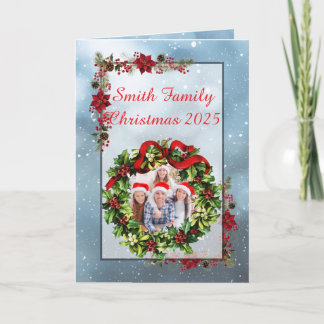 Op maat gemaakte kerstkaart met familiefoto kaart