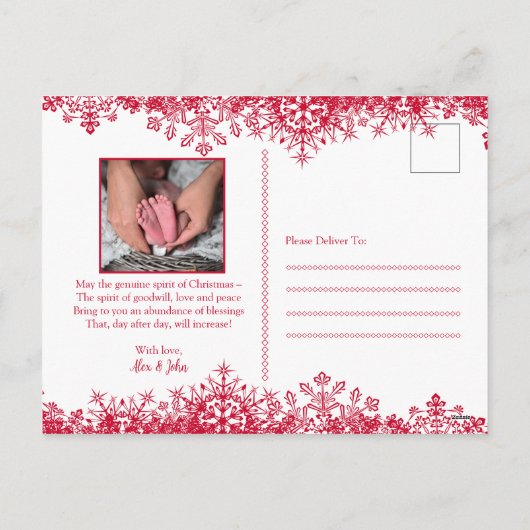 Op maat gemaakte kerstkaart met gezinsfoto en leuk feestdagenkaart (Achterkant)