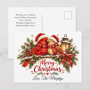 Op maat gemaakte kerstkaart met kardinalen voor fa briefkaart