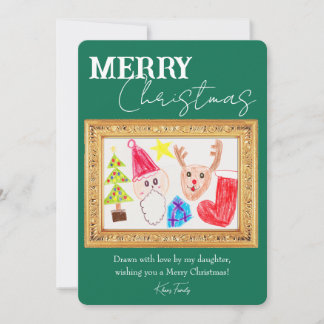 Op maat gemaakte kerstkaart met kindertekening kaart