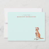 Op maat gemaakte Kerstkangoeroe Met Kerstman Hoed Notitiekaartje (Voorkant)