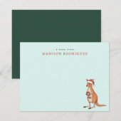 Op maat gemaakte Kerstkangoeroe Met Kerstman Hoed Notitiekaartje (Voorkant / Achterkant)