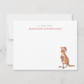 Op maat gemaakte Kerstkangoeroe Met Kerstman Hoed  Notitiekaartje (Voorkant)