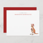 Op maat gemaakte Kerstkangoeroe Met Kerstman Hoed  Notitiekaartje (Voorkant / Achterkant)