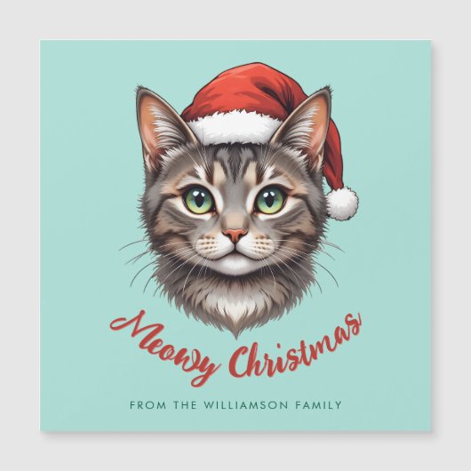 Op maat gemaakte Kerstkat met Sinterklaashoed Magn (Voorkant)