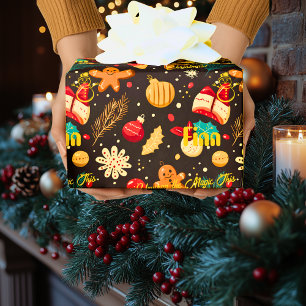 Op maat gemaakte kerstkoek en versieringen Kerstmi Cadeaupapier
