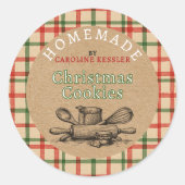 Op maat gemaakte kerstkoekjes labelvel ronde sticker (Voorkant)