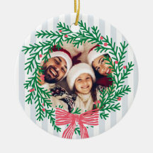 Op maat gemaakte kerstkrans foto en groeten