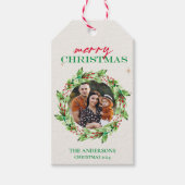 Op Maat Gemaakte Kerstkrans Foto & Familienaam Vak Cadeaulabel (Voorkant)