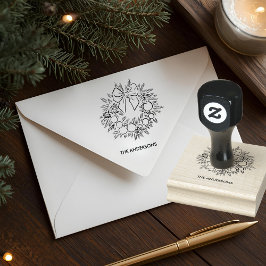 Op maat gemaakte kerstkrans rubberstempel