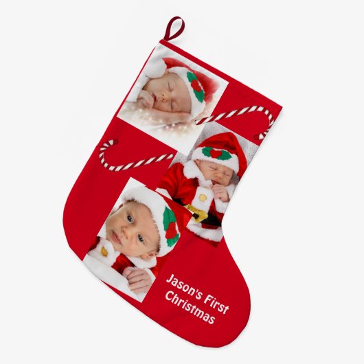 Op maat gemaakte Kerstman Baby Familie Foto's Kane Grote Kerstsok (Voorkant (Hangend))