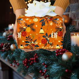 Op maat gemaakte Kerstman en hulst Kerstmis Cadeaupapier
