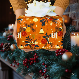 Op maat gemaakte Kerstman en hulst Kerstmis Cadeaupapier