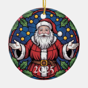 Op maat gemaakte kerstman gebrandschilderde kunst keramisch ornament