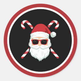 Op maat gemaakte Kerstman met kruisstock Christmas Ronde Sticker