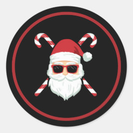 Op maat gemaakte Kerstman met kruisstock Christmas Ronde Sticker