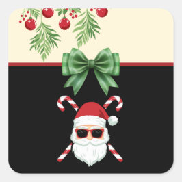 Op maat gemaakte Kerstman met kruisstocken Kerstva Vierkante Sticker