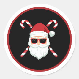Op maat gemaakte Kerstman met kruisstokken Kerstva Ronde Sticker