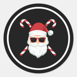 Op maat gemaakte Kerstman met kruisstokken Kerstva Ronde Sticker