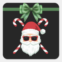 Op maat gemaakte Kerstman met kruisstokken Kerstva Vierkante Sticker