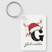 Op maat gemaakte kerstman-monogram-sleutelhanger c sleutelhanger (Voorkant)