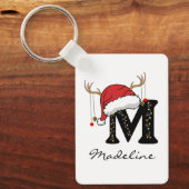 Op maat gemaakte Kerstman-monogram-sleutelhanger v Sleutelhanger (Voorkant)