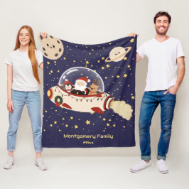 Op maat gemaakte Kerstman Ruimteschip Kerstmis Fleece Deken