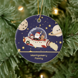 Op maat gemaakte Kerstman Ruimteschip Kerstmis Keramisch Ornament