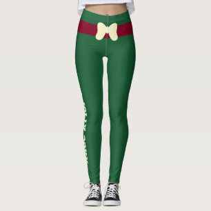 Op maat gemaakte Kerstmis Bourgondië Ivoor Boog Ja Leggings