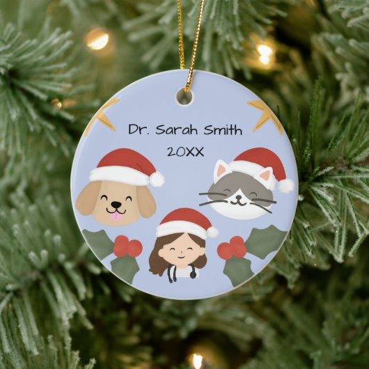 Op maat gemaakte Kerstmis Dierenvrienden Keramisch Ornament (Boom)