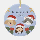 Op maat gemaakte Kerstmis Dierenvrienden Keramisch Ornament (Voorkant)
