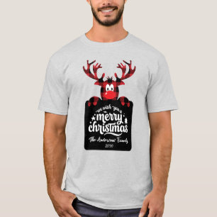 Op maat gemaakte Kerstmis Familie met Rendier en B T-shirt