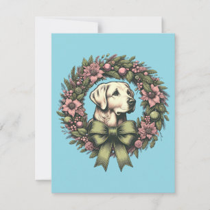 Op maat gemaakte Kerstmis Gele Labrador Krans Kaart