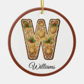 Op maat gemaakte Kerstmis Gingbread Letter W Monog Keramisch Ornament (Voorkant)