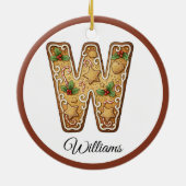 Op maat gemaakte Kerstmis Gingbread Letter W Monog Keramisch Ornament (Achterkant)