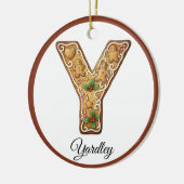 Op maat gemaakte Kerstmis Gingbread Letter Y Monog Keramisch Ornament (Links)
