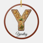 Op maat gemaakte Kerstmis Gingbread Letter Y Monog Keramisch Ornament (Achterkant)