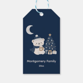 Op maat gemaakte Kerstmis Middernacht | Marineblau Cadeaulabel