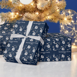Op maat gemaakte Kerstmis Middernacht | Marineblau Cadeaupapier