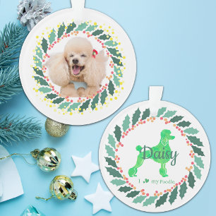 Op maat gemaakte Kerstmis Pastelgroene Poodle Orna Ornament