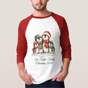 Op maat gemaakte Kerstmis Pinguïn Papa Familie T-shirt