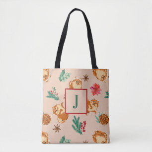 Op maat gemaakte Kerstmis Pomeranian Boodschappent Tote Bag