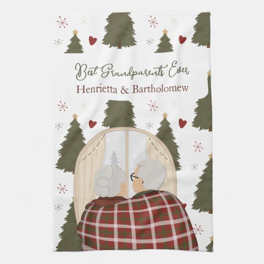Op maat gemaakte Kerstmis voor de beste grootouder Theedoek (Verticaal)