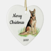 Op maat gemaakte Kerstmis-waterverf Duitse Herders Keramisch Ornament (Rechts)