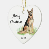Op maat gemaakte Kerstmis-waterverf Duitse Herders Keramisch Ornament (Links)